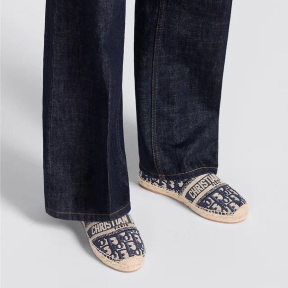 Dior Granville Espadrille Deep Blue Dior Oblique Embroidered Cotton - Picture 1 of 7